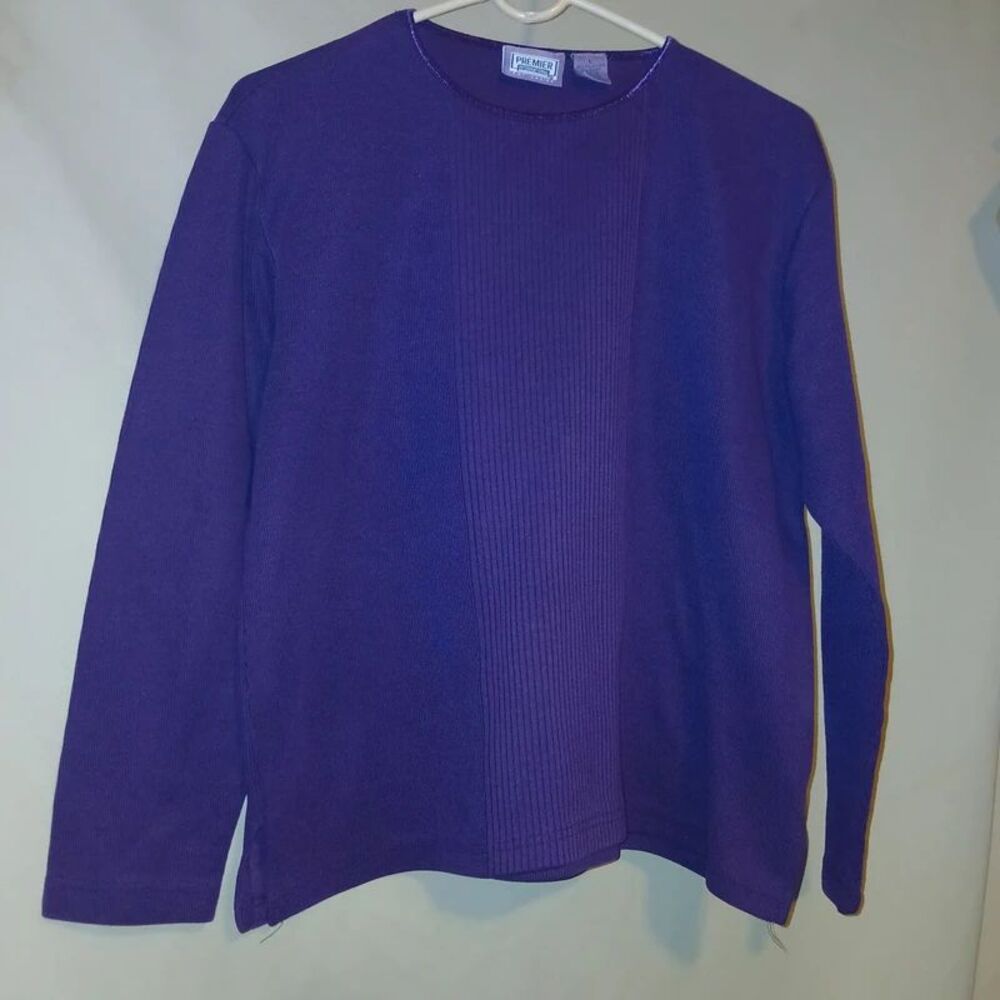 Premier International Purple Ribbed Long-Sleeve Top | Women's L